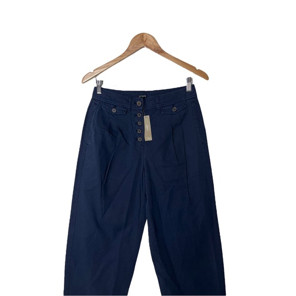NWT J Crew Pleated Button Front Chino Pant Navy Blue 2 2485 - Picture 3 of 7